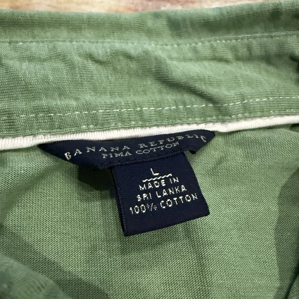Banana Republic Pima‎ Cotton Polo Shirt Green Short Sleeve Men's Size L